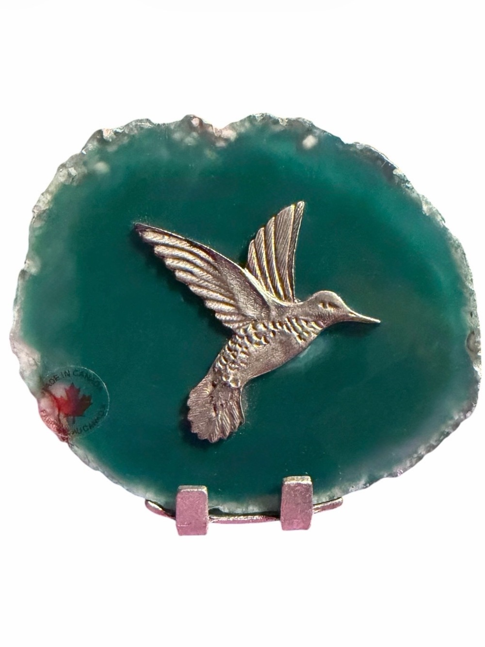 NWOT Green Agate Hummingbird Candle Holder